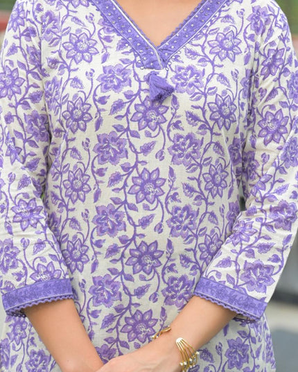 Gindly Pure Cotton Embroidered Straight Women's Ethnic Wear Kurta Pant Dupatta Set