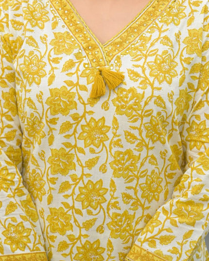 Gindly Pure Cotton Embroidered Straight Women's Ethnic Wear Kurta Pant Dupatta Set