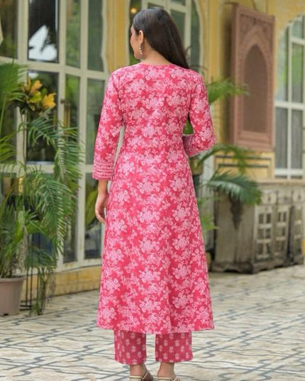 Gindly Pure Cotton Embroidered Anarkali Women's Ethnic Wear Set